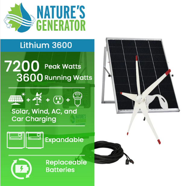 Nature's Generator Lithium 3600 Solar and Wind Generator