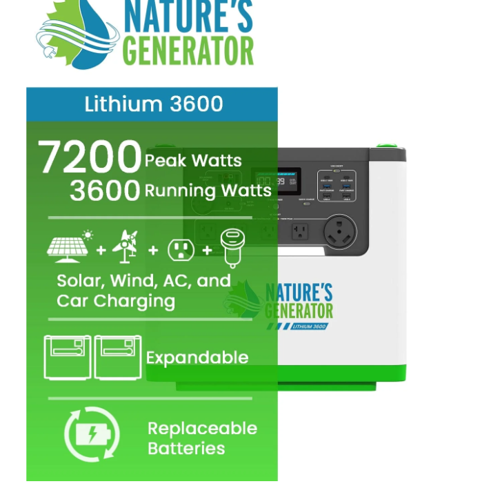 Nature's Generator Lithium 3600 Power Station