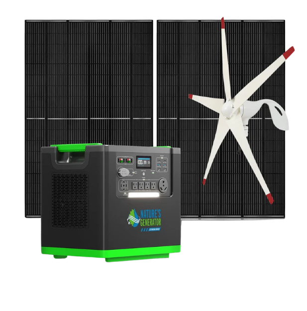 Nature's Generator Lithium 6000 with Solar Panels and Wind Turbine
