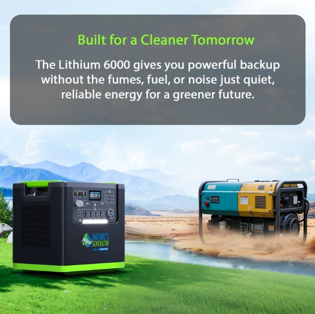 Nature's Generator Lithium 6000 with Solar Panels and Wind Turbine