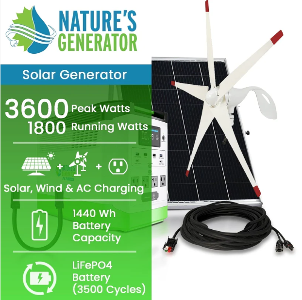 High Capacity Lithium 1800 Solar and Wind Generator