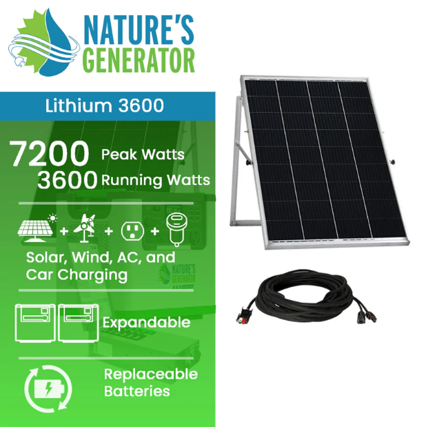 Nature's Generator Lithium 3600 Solar Generator and Transfer Switch