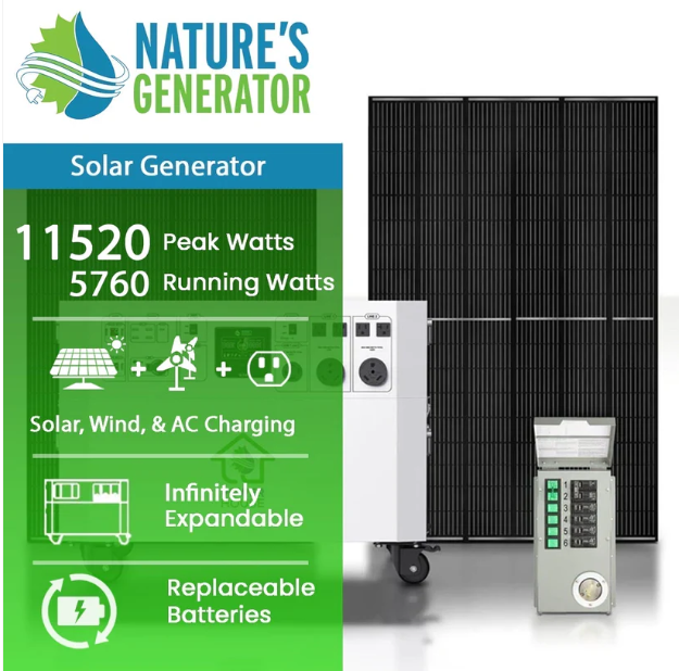 Nature’s Generator Platinum Powerhouse with Solar Panel and Transfer Switch